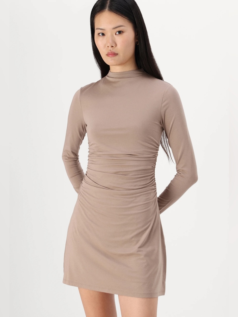 NWT Abercrombie & Fitch Paloma Mock Neck Long Sleeve Ruched Dress $99